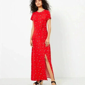 LOFT Petite Cherry Twist Maxi Dress XS NWT